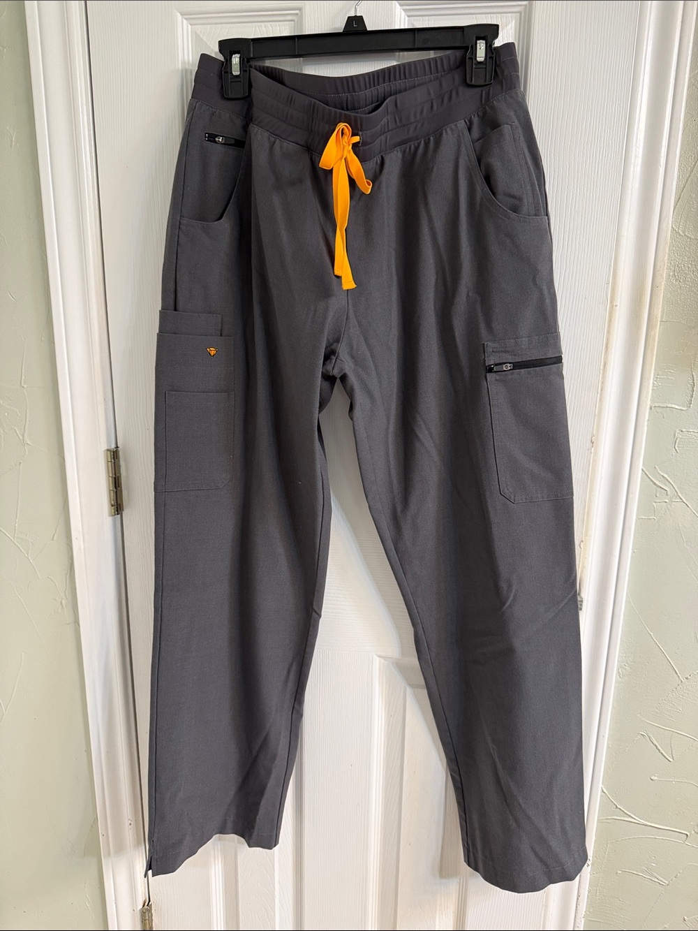 Women’s Poppy Charcoal  Scrub Pants with Orange  Drawstring